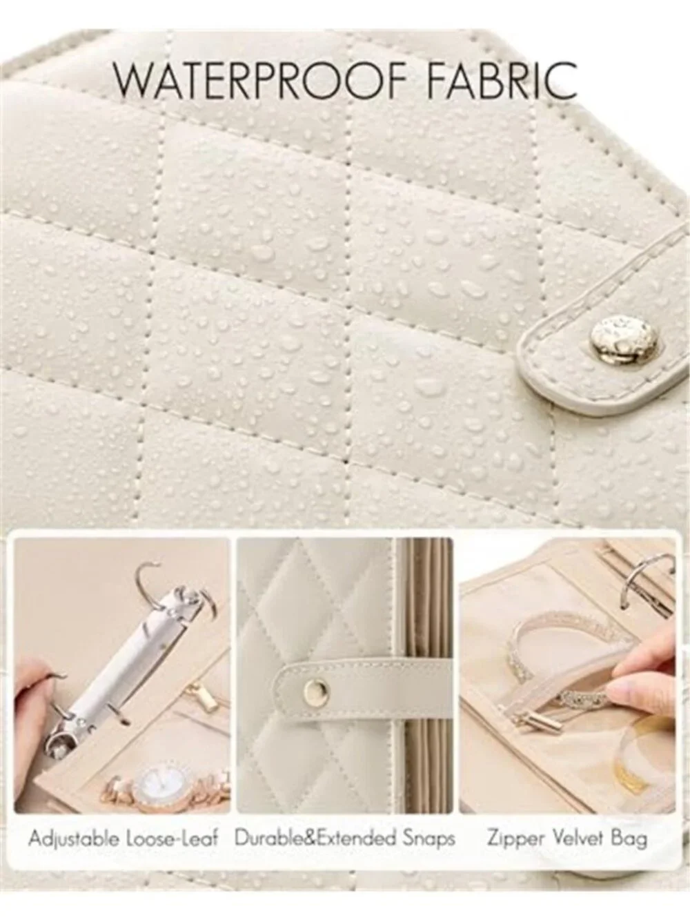 Travel Jewelry Organizer Case Portable Book Binder Storage Zipper Velvet Pouch